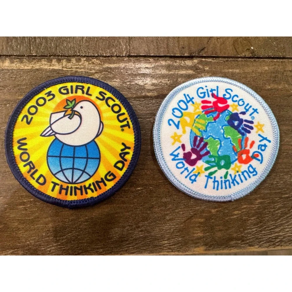 Girl Scouts World Thinking Day 2003 & 2004 Patch Lot of 2 GSUSA